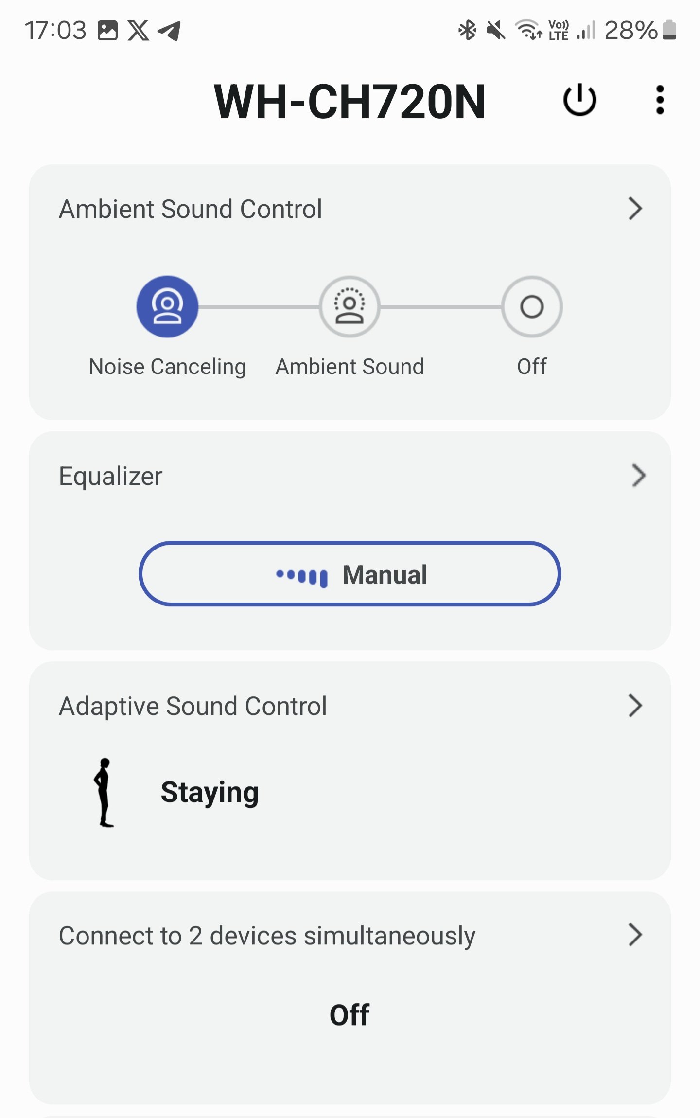 Sony WH CH720N Settings in App