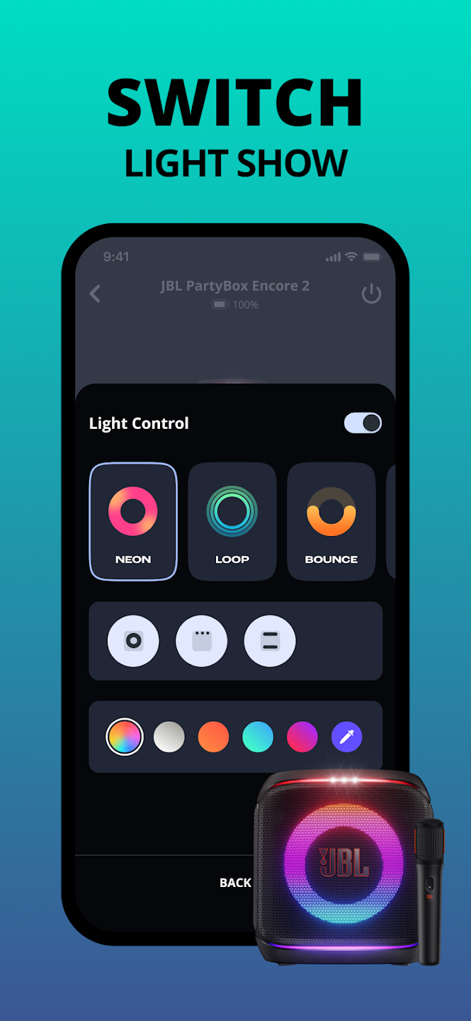 JBL Stage 320 Light Effects App