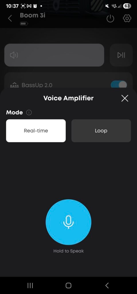 Soundcore Voice Amplifier interface